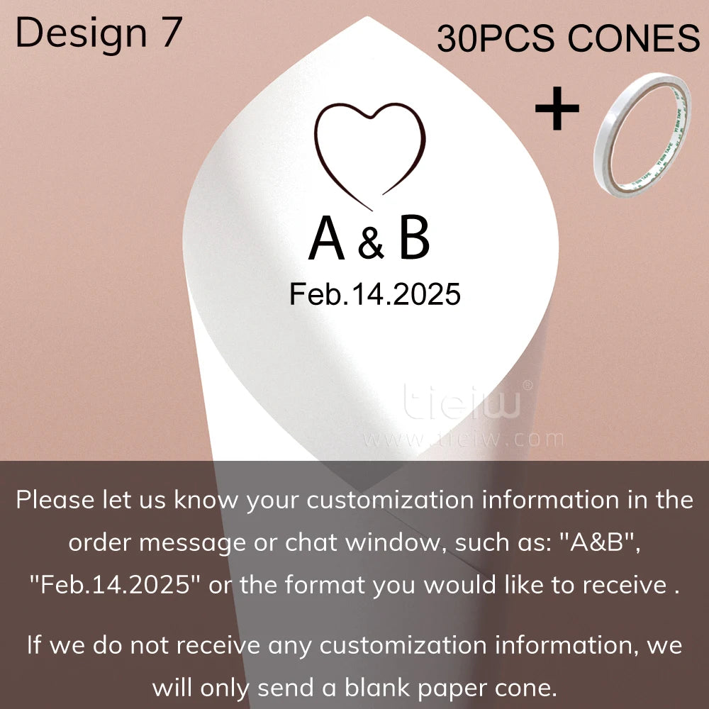 Personalized Wedding Confetti Cones with Names and Date Petal Candy Natural Confetti Customizable for Celebrations Decoration