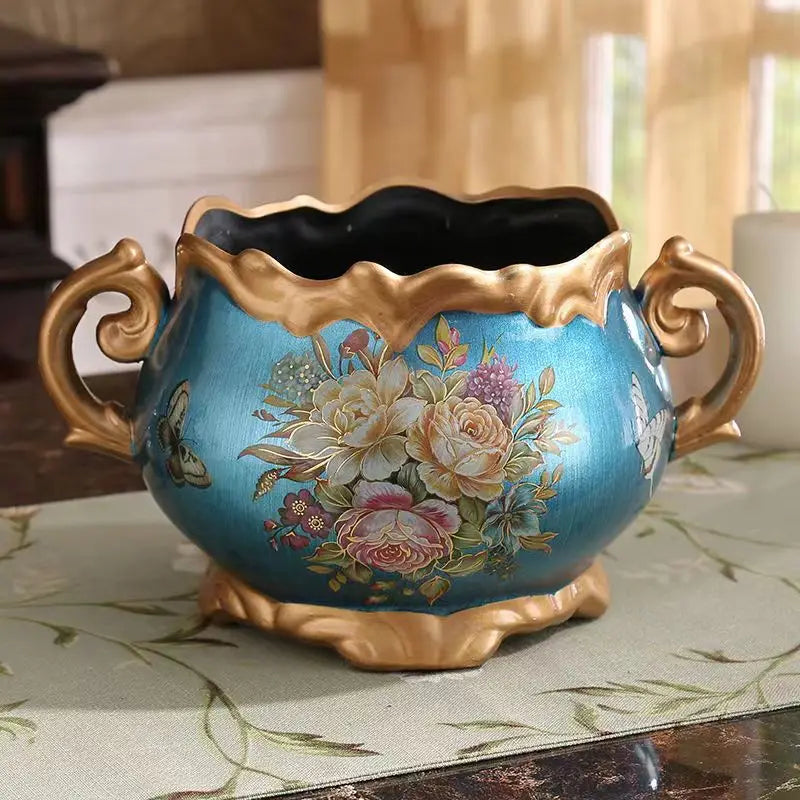 Retro desk vase living room dining table decorative handicrafts ornament flowerpot Classical vase floor