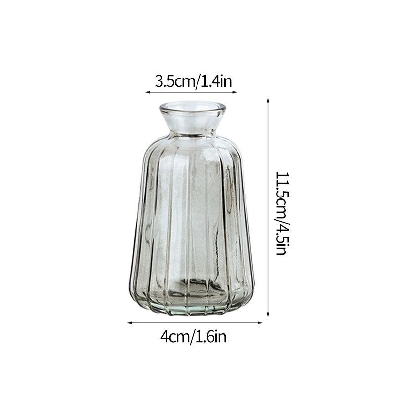 Transparent Glass Vase Retro Class Vase Pot Nordic Flower Bottle Retro Plants Glass Jar Wedding Decoration Home Decor florero