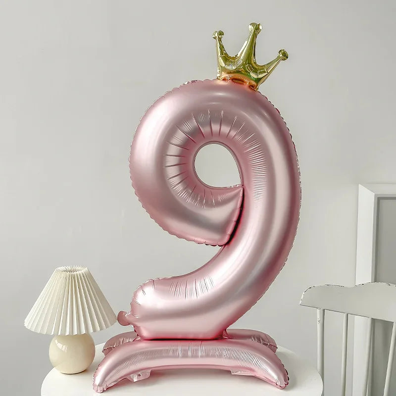 42 inch Pink Standing Crown Digital Girl Birthday Party Anniversary Party Decoration Balloon