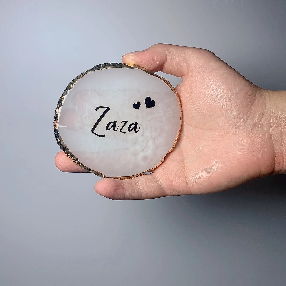 Custom Jewelry Plate Personalized Agate Stone Tray Coasters Holder Nails Art Display Shelf Wedding Birthday Party Bride Gift