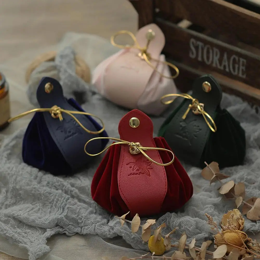 Leather Candy Gift Bag Drawstring Flannel Cloth Buckle Ornament Gift Giving Festive Party Candy Pouch Wedding Gift Box