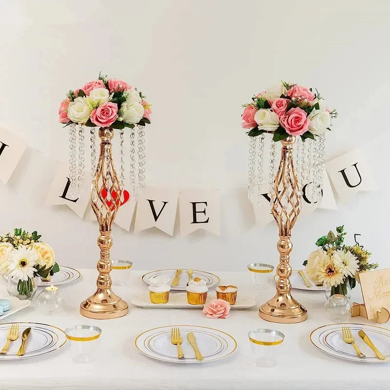 49/53cm Tall Crystal Candle Flower Holder Centerpiece Candle Holder Road Lead Flowers For Wedding Hotel Dining Table Party Decor