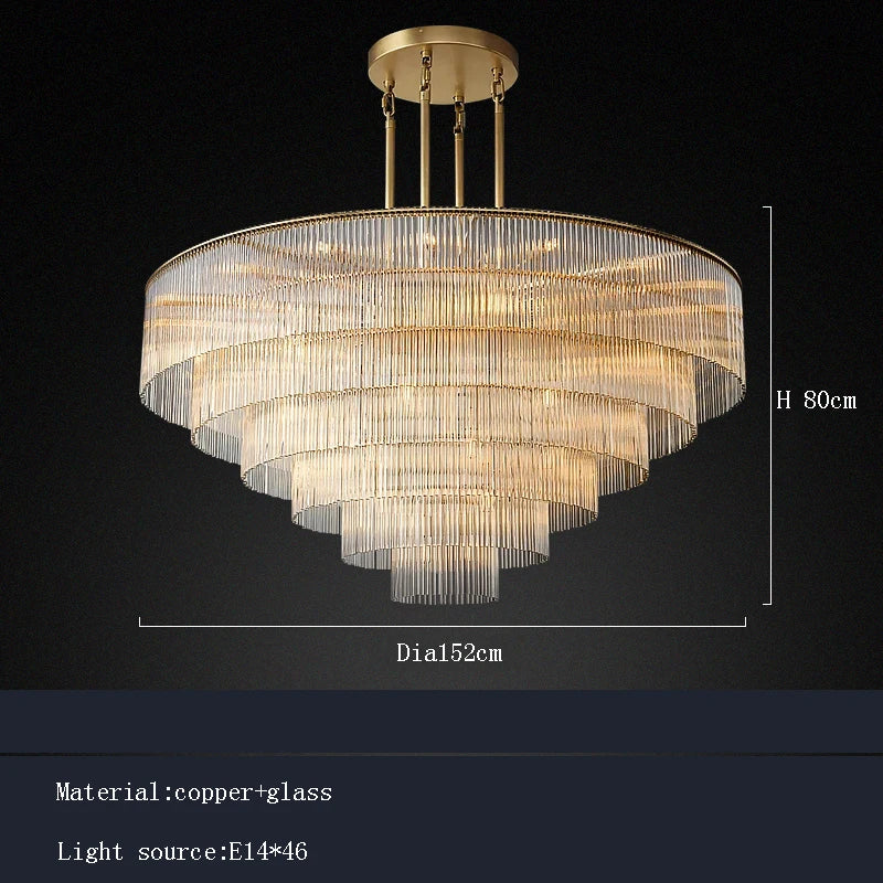Nordic Luxury Glass Bar Big Ceiling Chandeliers Home Decoration Large Hanging Lamps for Living Room Hotel Lustre Gold