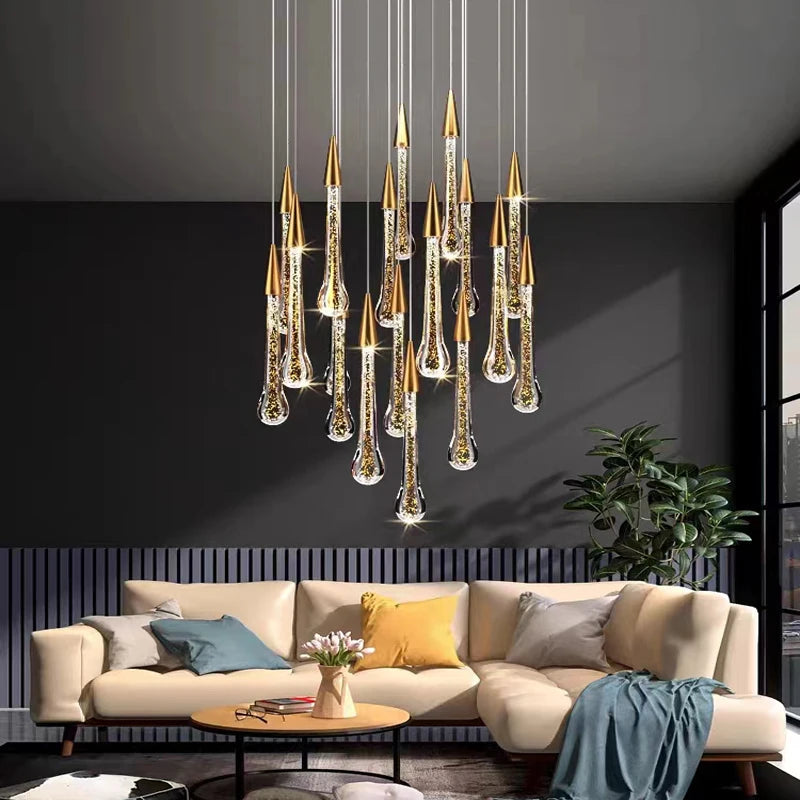 2024 New Modern LED Crystal Chandelier Lustre Restaurant Bar compound Stair Light Living Room Bedroom Lighting Art Lighting