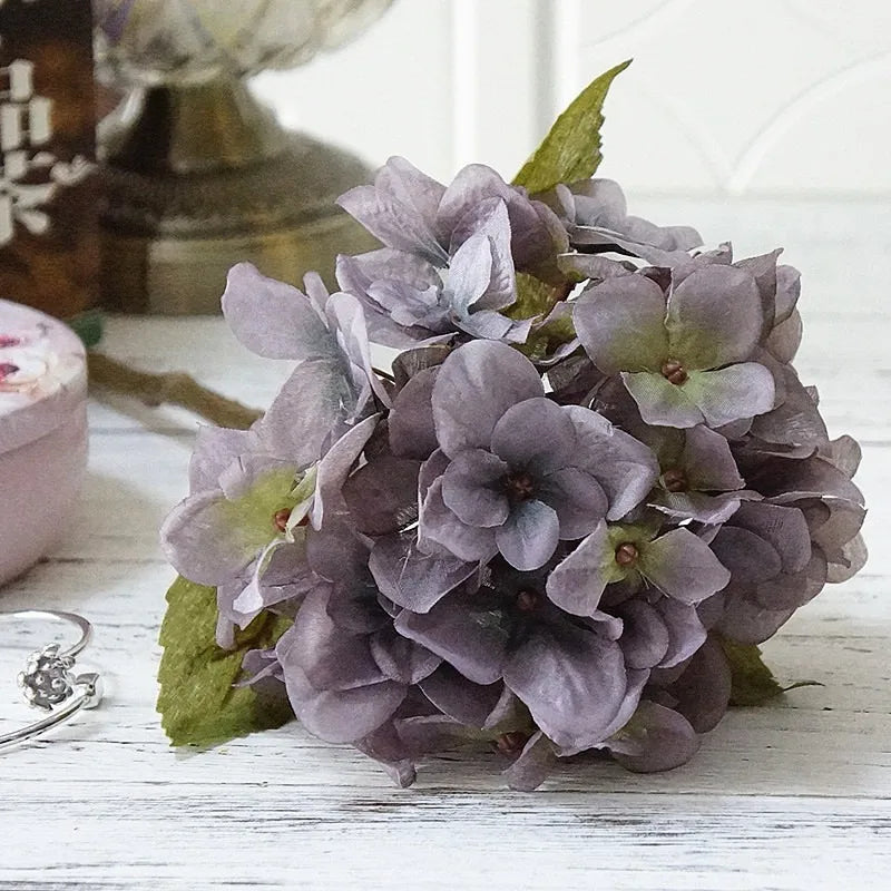 1 Bundle Silk Hydrangea Autumn Vase for Home Decor Valentine's Day Wedding Bridal Bouquet Wall Setting Artificial Flowers Cheap