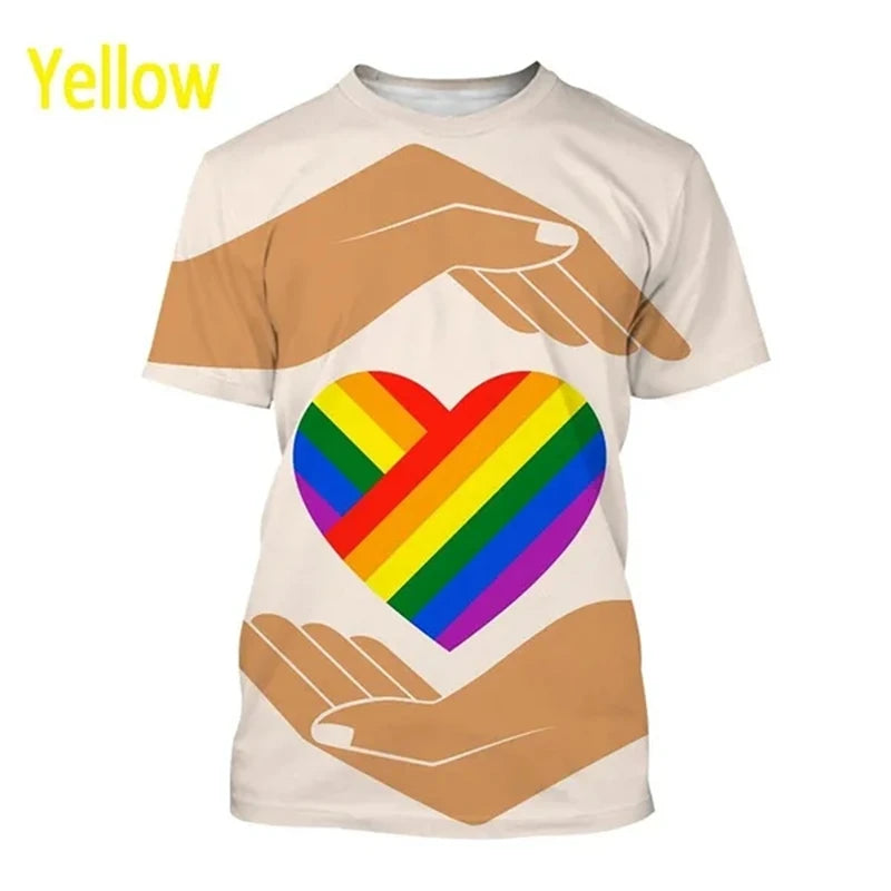 New LGBT Rainbow T Shirt 3D Funny Short Sleeve T Shirt Men And Women LGBTQ Clothing Casual Fashion Print Streetwear Tops Clothes