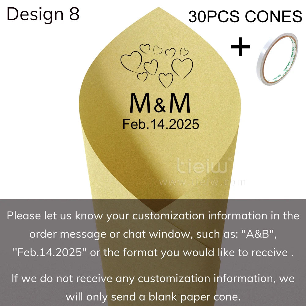 Personalized Wedding Confetti Cones with Names and Date Petal Candy Natural Confetti Customizable for Celebrations Decoration