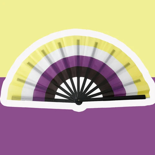 Rainbow Fan LGBT Pride Gay Lesbian  Asexual Transgender Bisexual Pansexual Non-binary Cloth Folding Portable