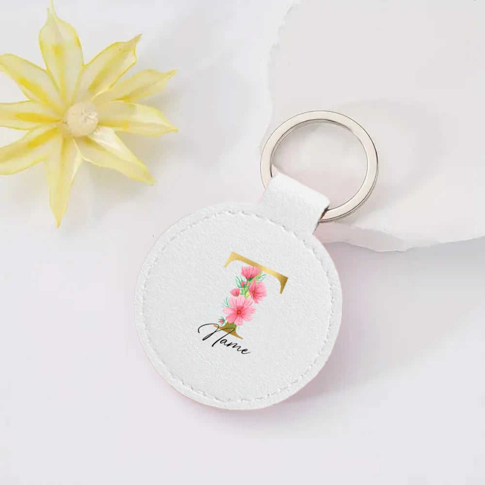 Personalized Keyring Pendant Initial with Name Key Chain Leather Key Ring Mobile Phone Bag Jewelry Accessories Best Gift for Her