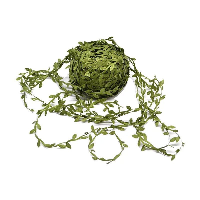10 Meter Silk Leaf-Shaped Handmake Artificial green Leaves For Wedding Decoration DIY Wreath Gift Scrapbooking Craft Fake Flower