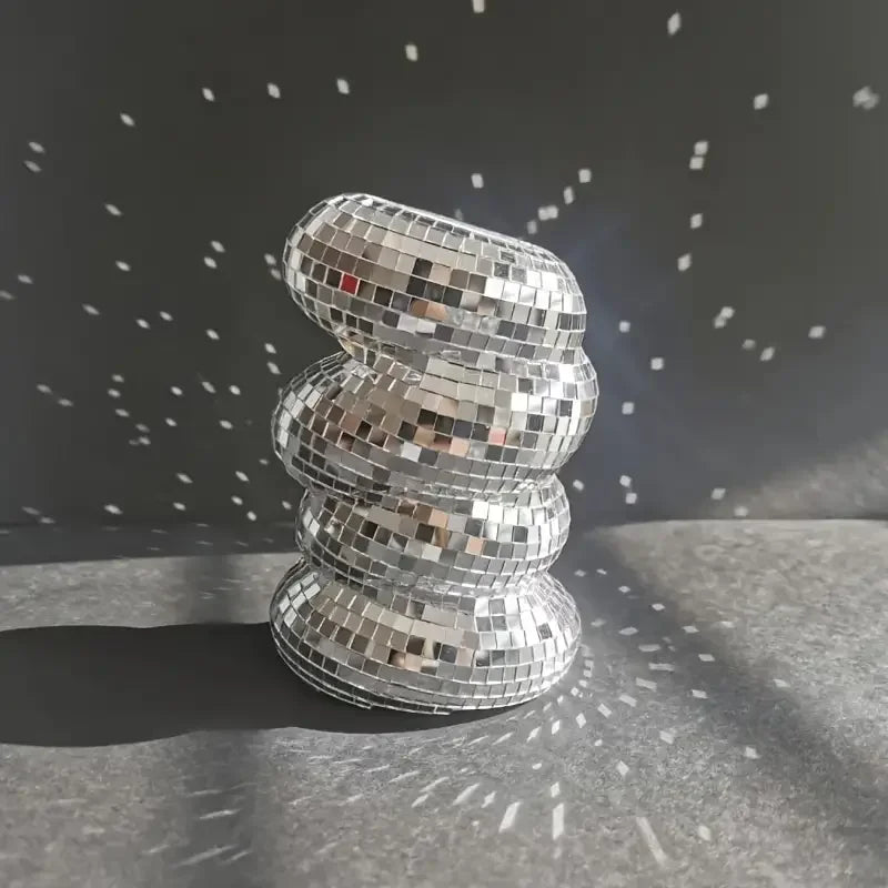 Small Sliver Disco Ball Vase Flower Planter Pot Table Decor Sculpture Table Centerpiece Home Decor Unique Housewarming Gift