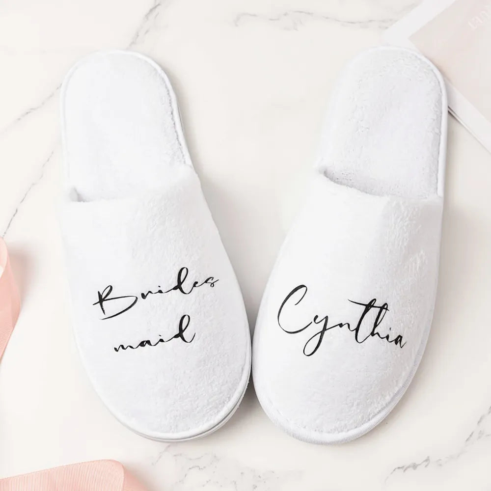 Personalized Wedding Bachelorette Bridal Shower Proposal Party Slippers Bride Bridesmaid Slipper Custom Wedding Gift