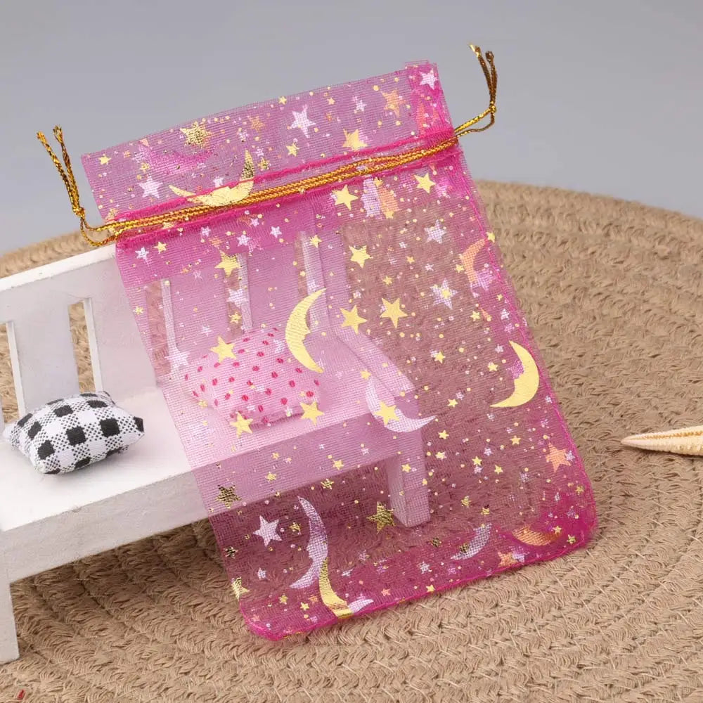 50pcs/lot Moon Star Organza Gift Bag 7x9 9x12 10x15cm Multicolor Gifts Pouches For Wedding Party Candy Bag Jewelry Packing