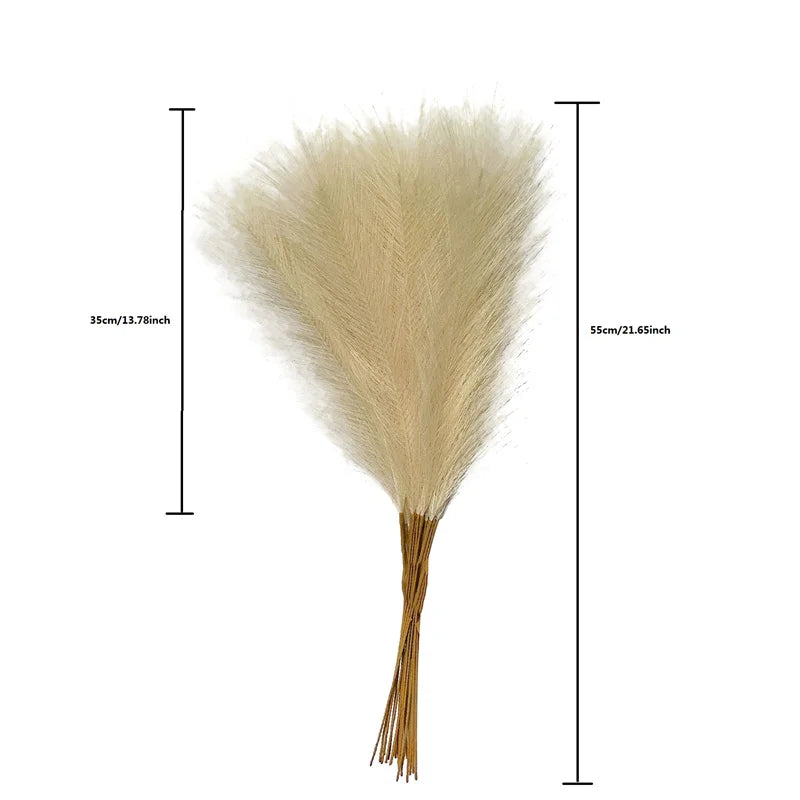55CM 10PCS Fluffy Pampas Grass Boho Decor Flower Fake Plant Reed Simulated Wedding Party Home Decoration Artificial Flowers