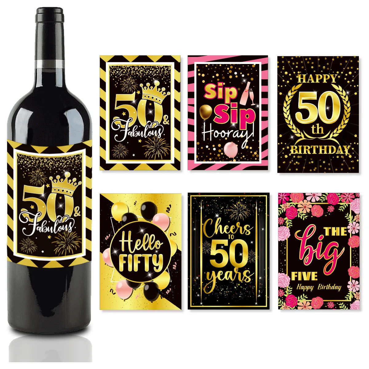 12pcs 30th 40th 50th 60th Birthday Wine Bottle Label Stickers Men Women Birthday Supplies 60 Years Old Happy Birthday Supplies