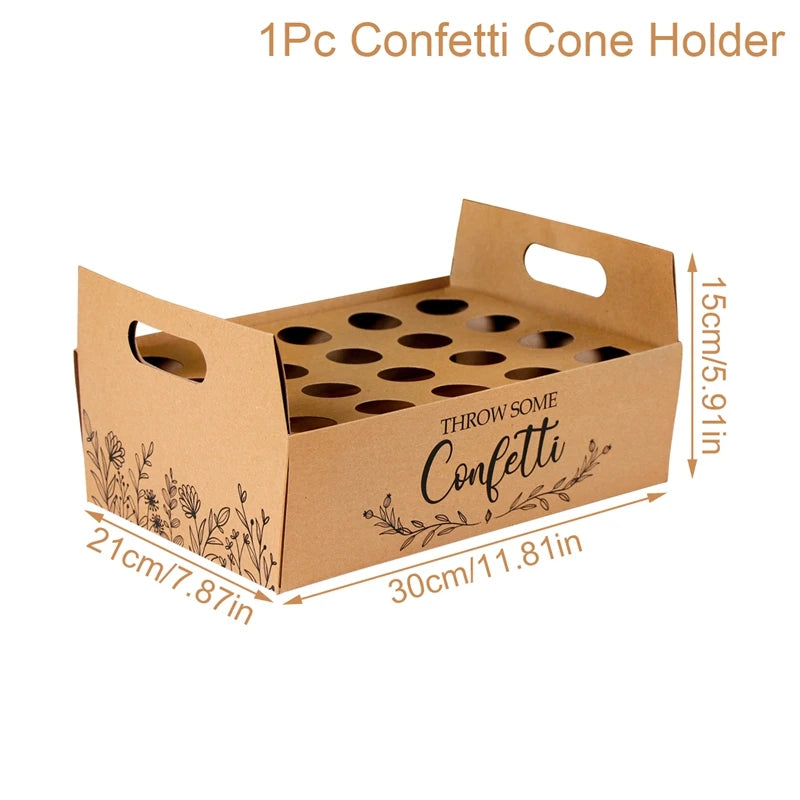 Wedding Tray Confetti Cone Stand Box Kraft Paper Tray Rustic Wedding Decoration Wedding Confetti Cones Cones Wedding Set supply