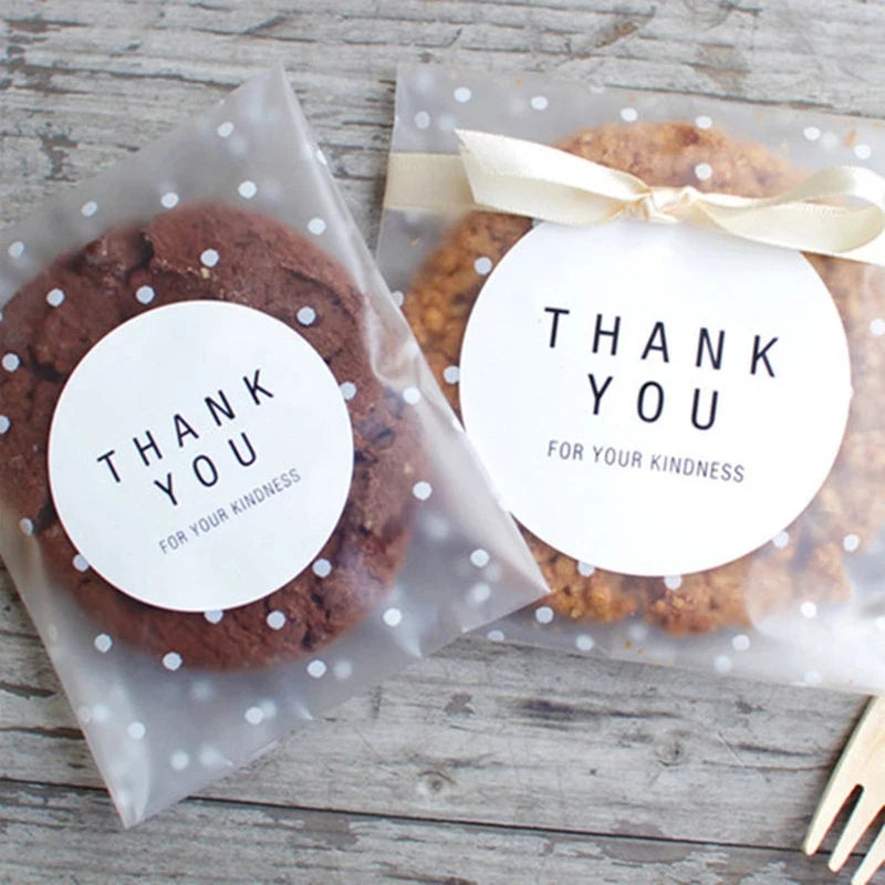 100Pcs Transparent Dot Candy Cookies Self Adhesive Gift Bag Pouches Wedding Brithday Gifts Packaging Bags Biscuits DIY Baking