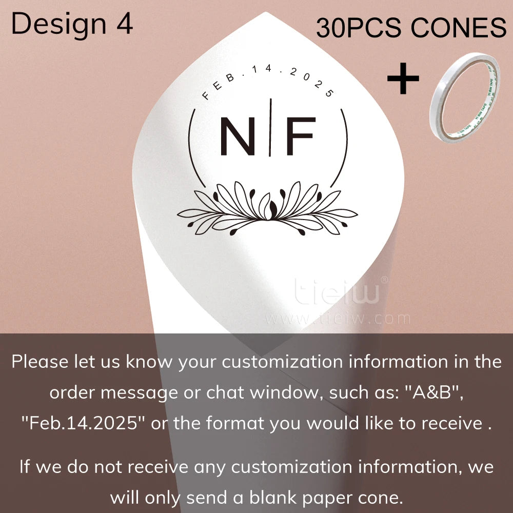 Personalized Wedding Confetti Cones with Names and Date Petal Candy Natural Confetti Customizable for Celebrations Decoration