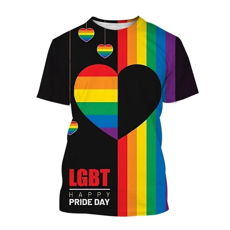 Full Print Happy Pride Day T Shirt For Men Fashion LGBT Graphic Tee Shirts New In Tops & Tees Women Oversized Funny Tshirt Tops