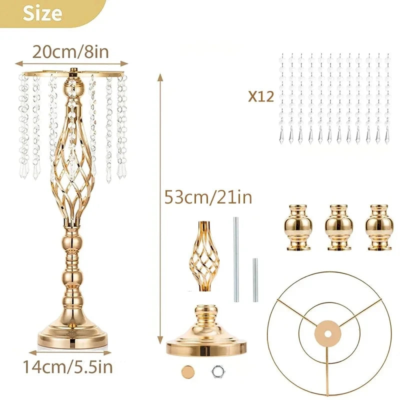 49/53cm Tall Crystal Candle Flower Holder Centerpiece Candle Holder Road Lead Flowers For Wedding Hotel Dining Table Party Decor