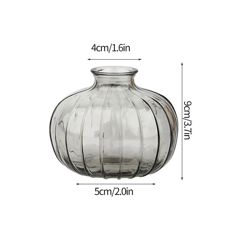 Transparent Glass Vase Retro Class Vase Pot Nordic Flower Bottle Retro Plants Glass Jar Wedding Decoration Home Decor florero