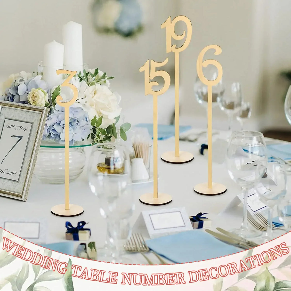 Wooden Table Numbers 1 To 20 Wood Wedding Table Number Signs with Holder Base for Wedding Party Table Home Birthday Decoration