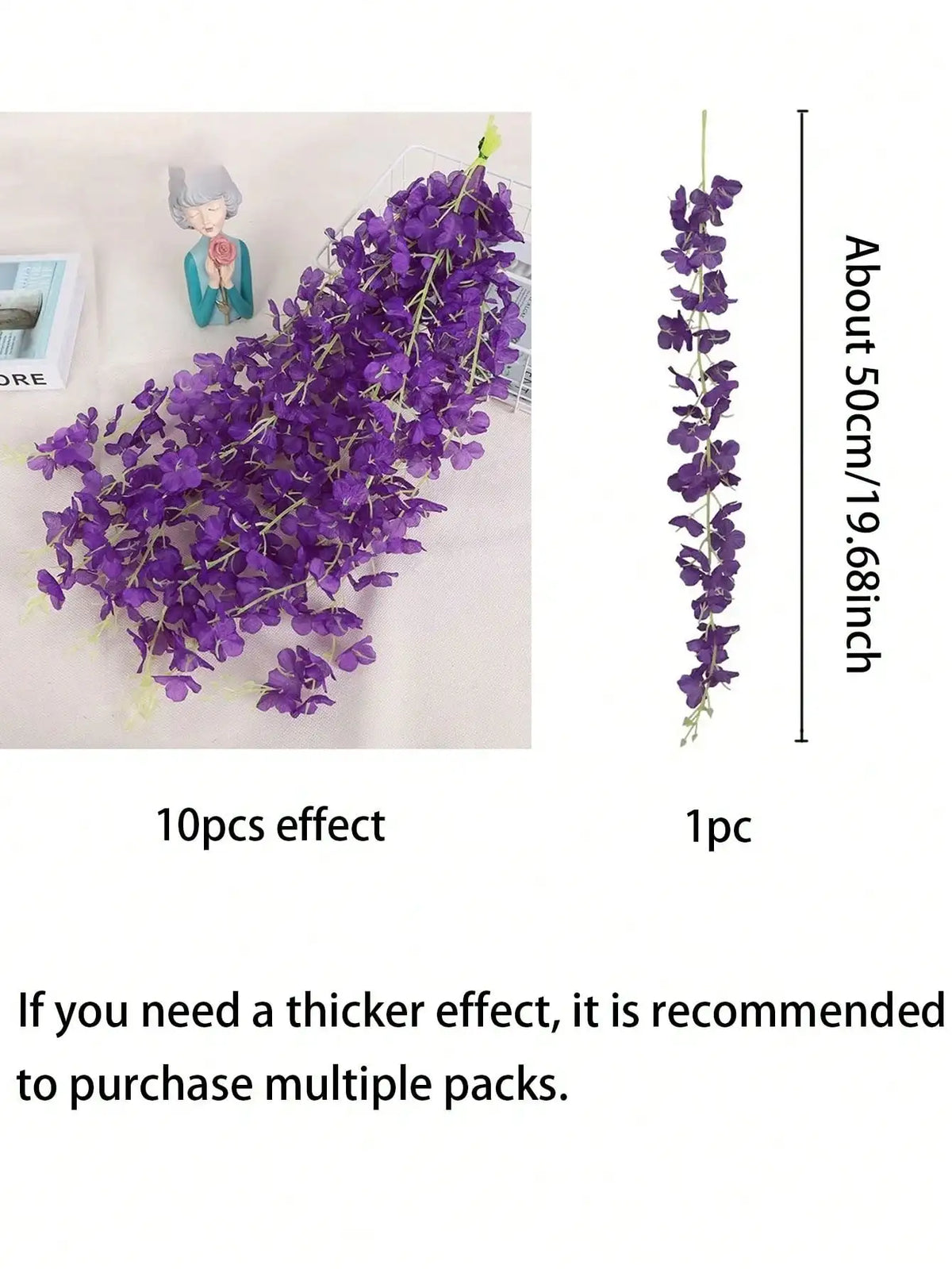 10pcs Artificial Wisteria Hanging Flower Garland, Silk Flower Vine For Wedding, Party, Home, Garden, Wall Decor
