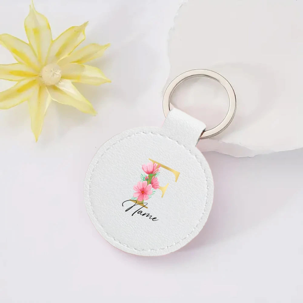 Personalized Keyring Pendant Initial with Name Key Chain Leather Key Ring Mobile Phone Bag Jewelry Accessories Best Gift for Her