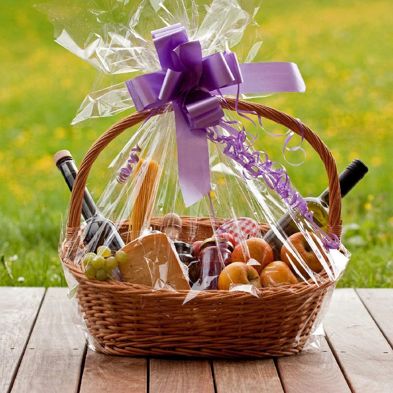10pcs Extra Large Shrink Wrap Basket Gift Bags, Gift Baskets Clear Cellophane PVC Shrink Bags for Christmas Party