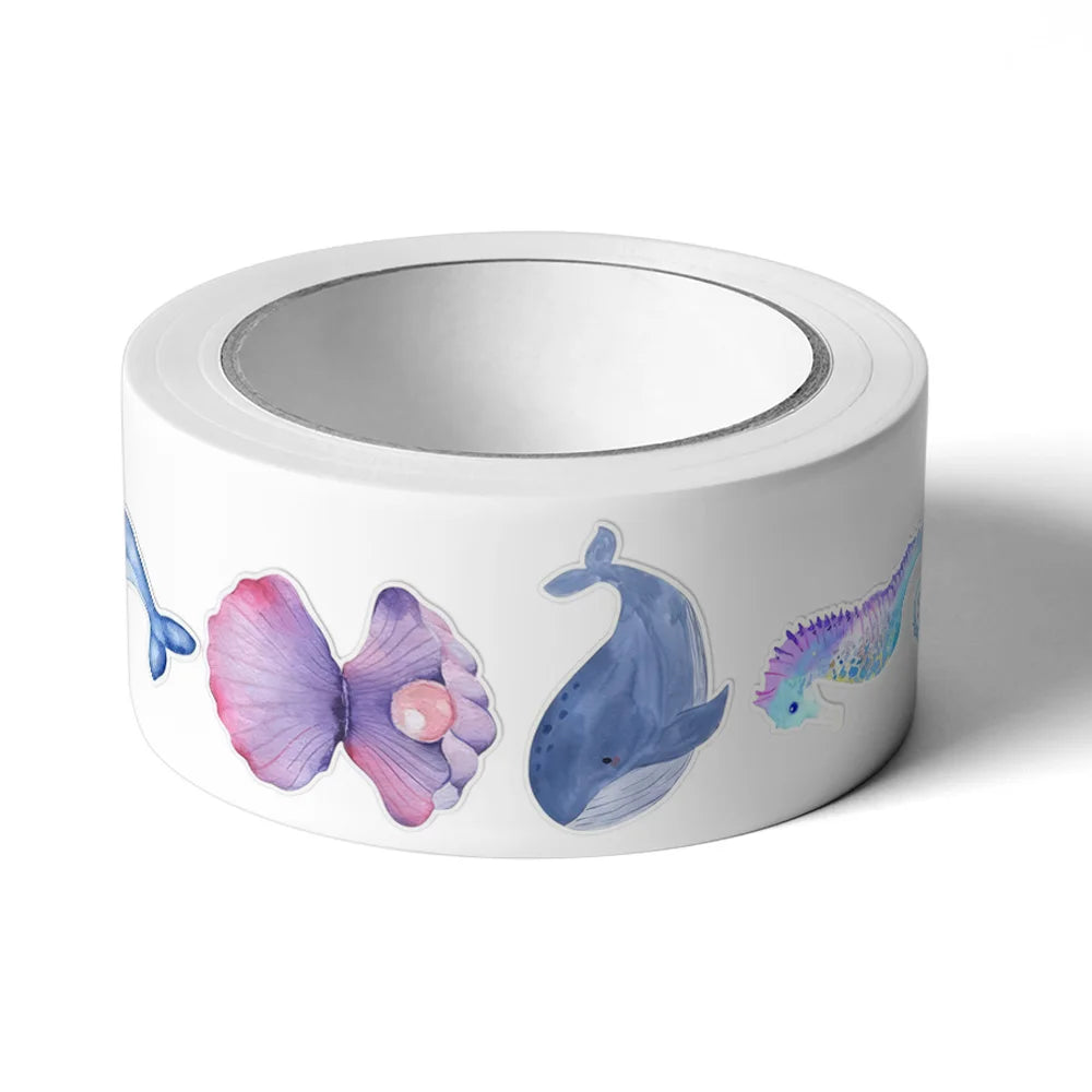 500Pcs/Roll Heterotypic Cartoon Marine Animals Stickers 2.5cm/1.0'' Graffiti Game Art Labels Learning Rewards, Adorn Gifts