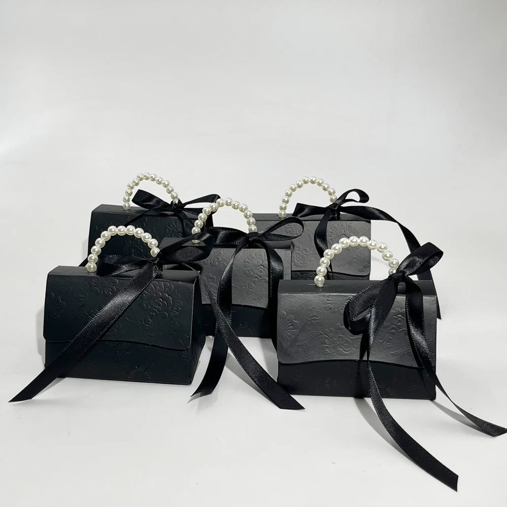 BLACK Portable Gift Box Party Wedding Favor Candy Boxes Baby Shower Gift Bag DIY creative candy box Romantic mariage