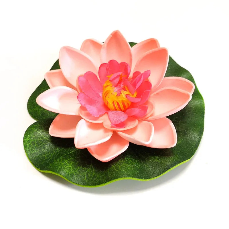 10/17/28/40/60cm Lotus Artificial Flower Floating Fake Lotus Plant Lifelike Water Lily Micro Landscape for Pond Garden Decor