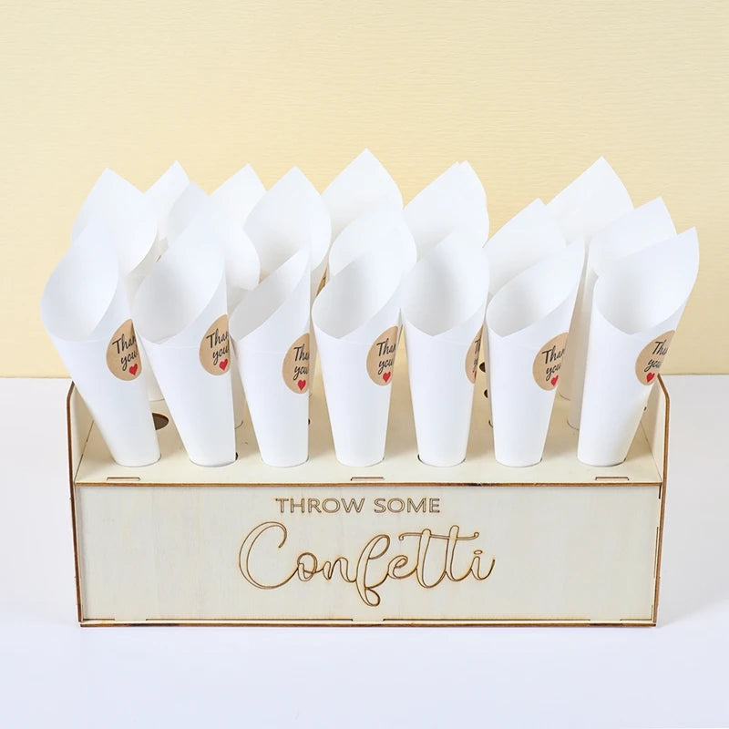 Wooden Wedding Confetti Cone Frame Tray Confetti Cones Stand Box Rustic Wedding Decoration DIY Holder Support Party Favor