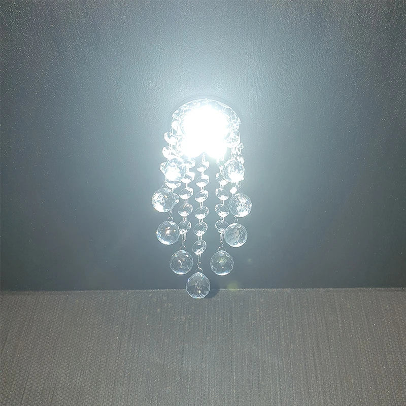 High Quality Dia8*H15.5cm Golden Pendant Mini Crystal Chandelier Suspend LED Ceiling Light Crystal Corridor Hanging Lamps