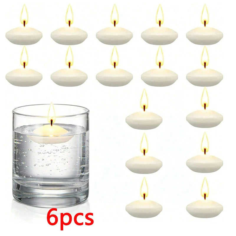 6/10/16Pcs Unscented Discs Candles Floating For Pool Party Wedding Home Bathtub Decor Supplies Romantic Confession Candlelight