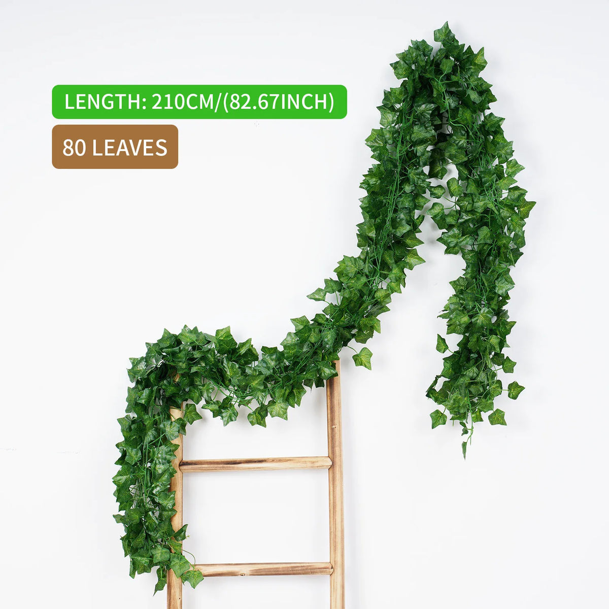 1 piece 2.1M Home Decor Artificial Ivy Leaf Garland Plants Vine Fake Foliage Flowers Creeper Green 80pcs leaf Ivy Wreath