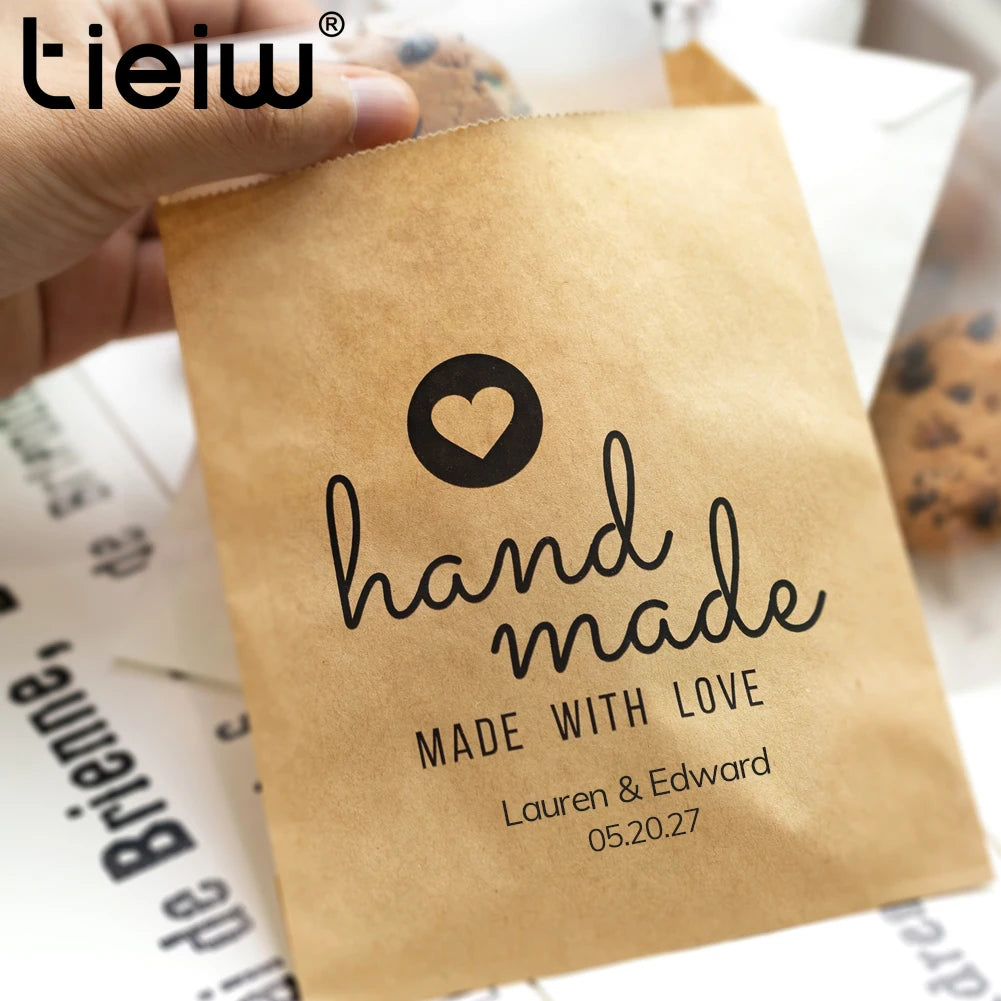 50 PCS Personalized Wedding Favor Bags Party Cookie Donut Candy Lottery Ticket Paper Reception Favor Bag For Guest And Friends
