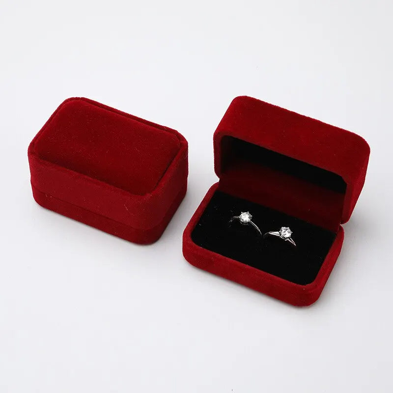 Custom Flannel Ring Box Double Slot Ring Bearer Box Wedding Jewelry Box gift for Girlfriend Personalized engagement ring box