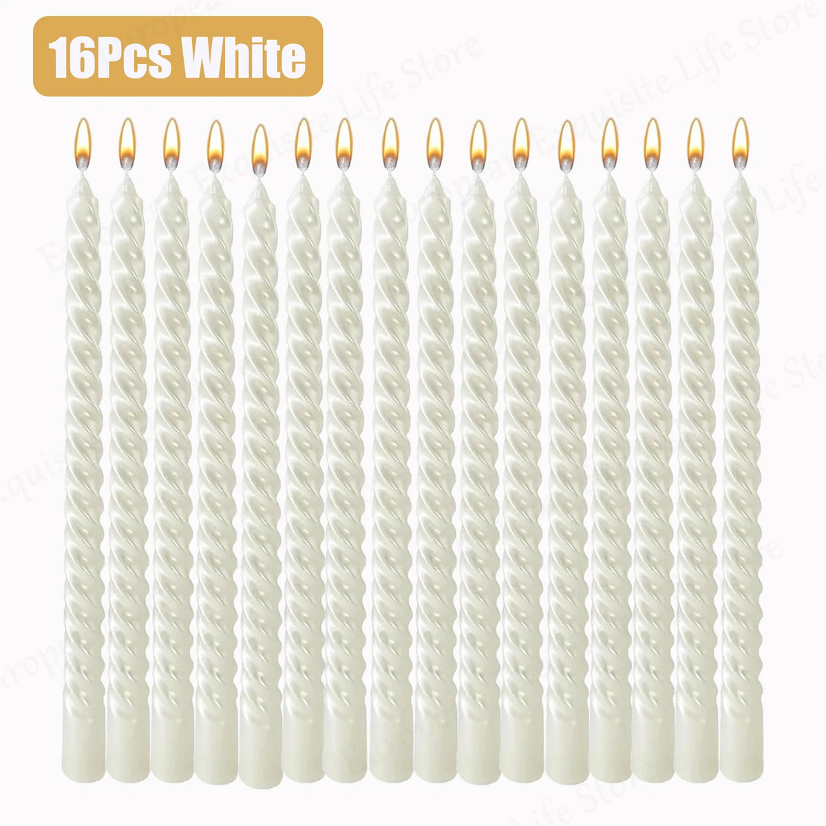 8/16/32Pcs Metallic Taper Candles 10inch Spiral Candle Dripless Long Candle Sticks Unscented Dinner Candles Wedding Candles
