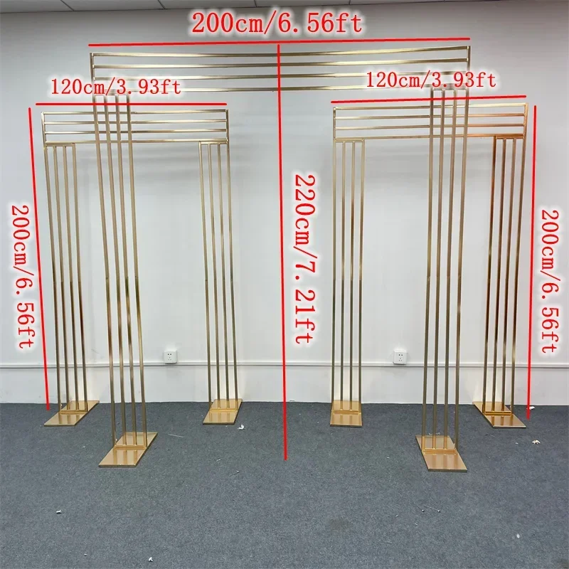 NEW Gold-Plated Wedding Arch, Shiny Gold Flower Stand, Welcome Door Wall Backdrop, Decoration Metal Frame