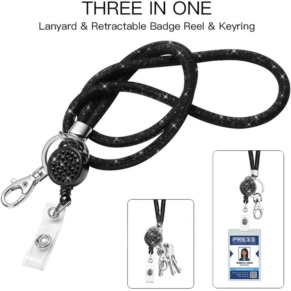 Badges Holder Retractable Lanyard  Id Lanyard Name Tag Card Badge Holder Reels Chain Clips Hanging Rope Keychain Necklace Strap