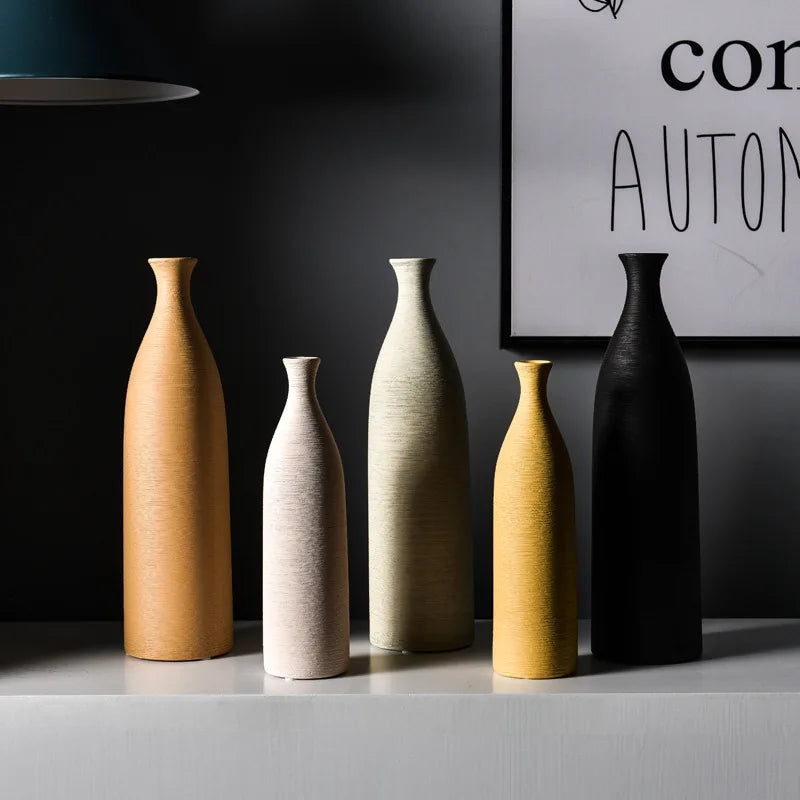 Classic bottle pure white vases simple natural vaso ceramic pot elegant home office entrance decoration gifts for wife mother