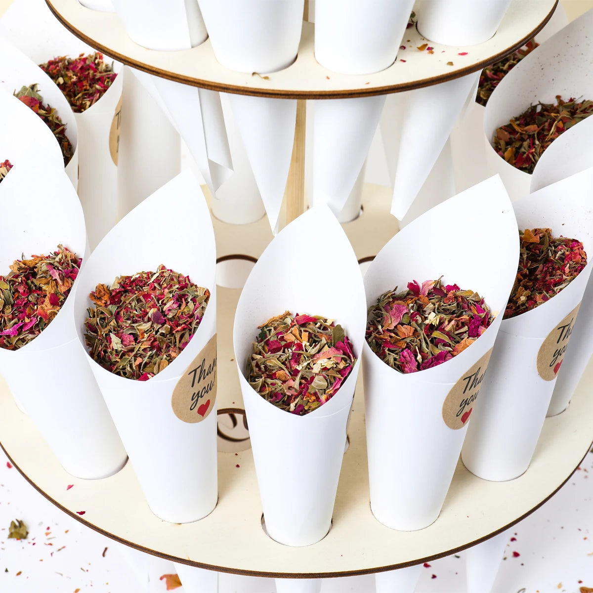 Wood Confetti Cones Wedding Cone Tray Rustic Wedding Decoration Confetti Cones Stand Holder Support Paper Cones Weding Supplies