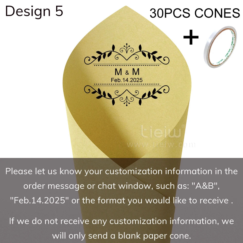 Personalized Wedding Confetti Cones with Names and Date Petal Candy Natural Confetti Customizable for Celebrations Decoration