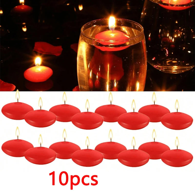 6/10/16Pcs Unscented Discs Candles Floating For Pool Party Wedding Home Bathtub Decor Supplies Romantic Confession Candlelight