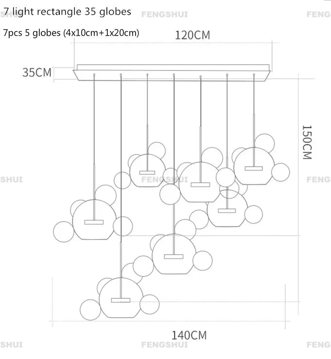 Nordic Decor Led Chandeliers for Living Room Indoor Lighting Bubbles Ball Kitchen Ceiling Chandelier Dining Room Pendant Lamp