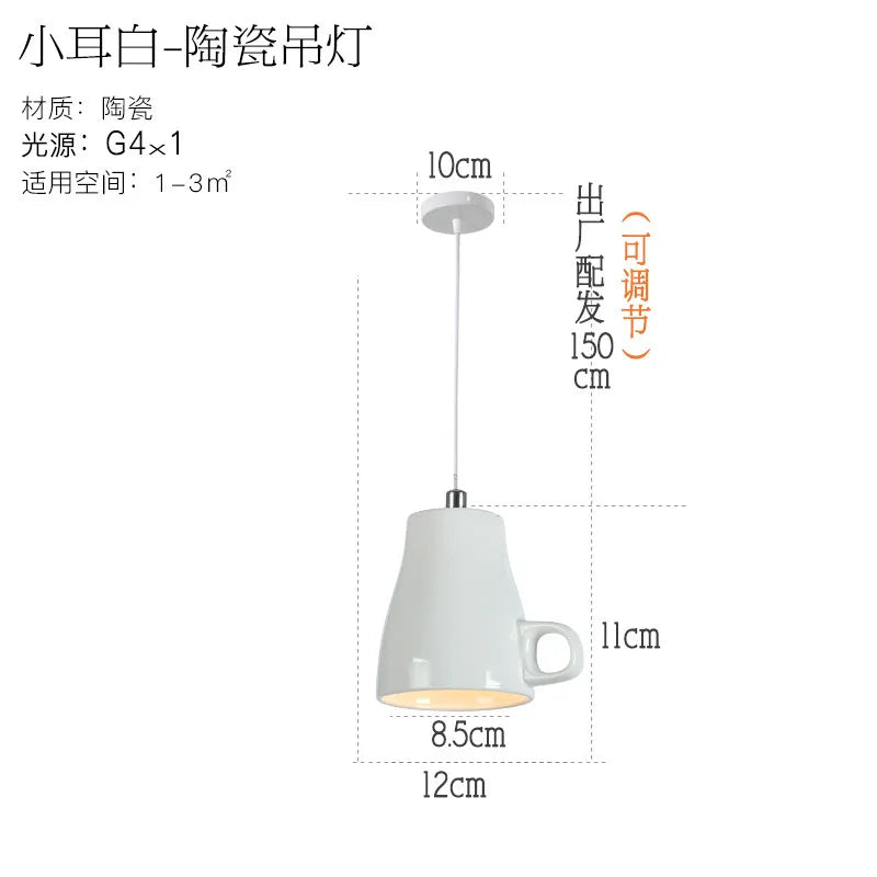 Modern Tea Cup Teapot Hanging Lamp Ceramic Led Pendant Lights Dining Room Kitchen Home Decor Luminaire Lighting Fixtures