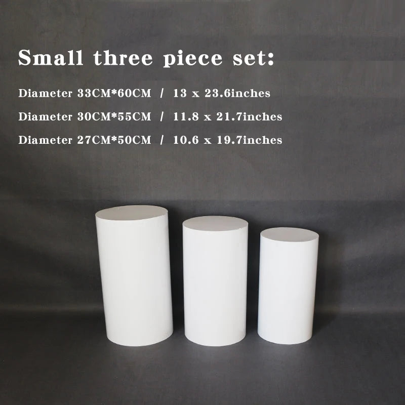 Cylinder Dispaly Pedestal Stand White 3/5pcs White Party Cake Pedestal Iron Circular Column For Wedding Decoration