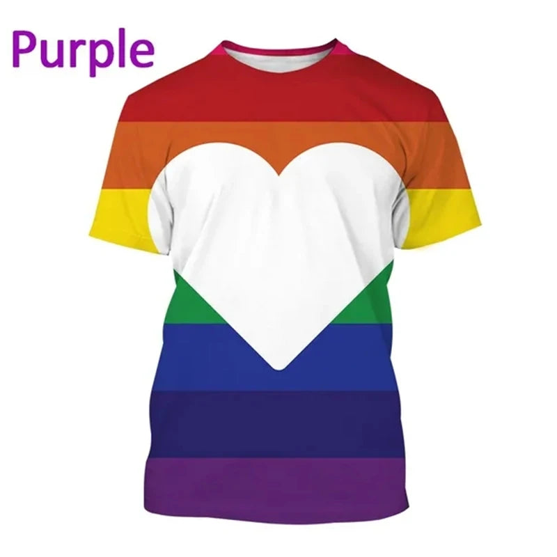 New LGBT Rainbow T Shirt 3D Funny Short Sleeve T Shirt Men And Women LGBTQ Clothing Casual Fashion Print Streetwear Tops Clothes